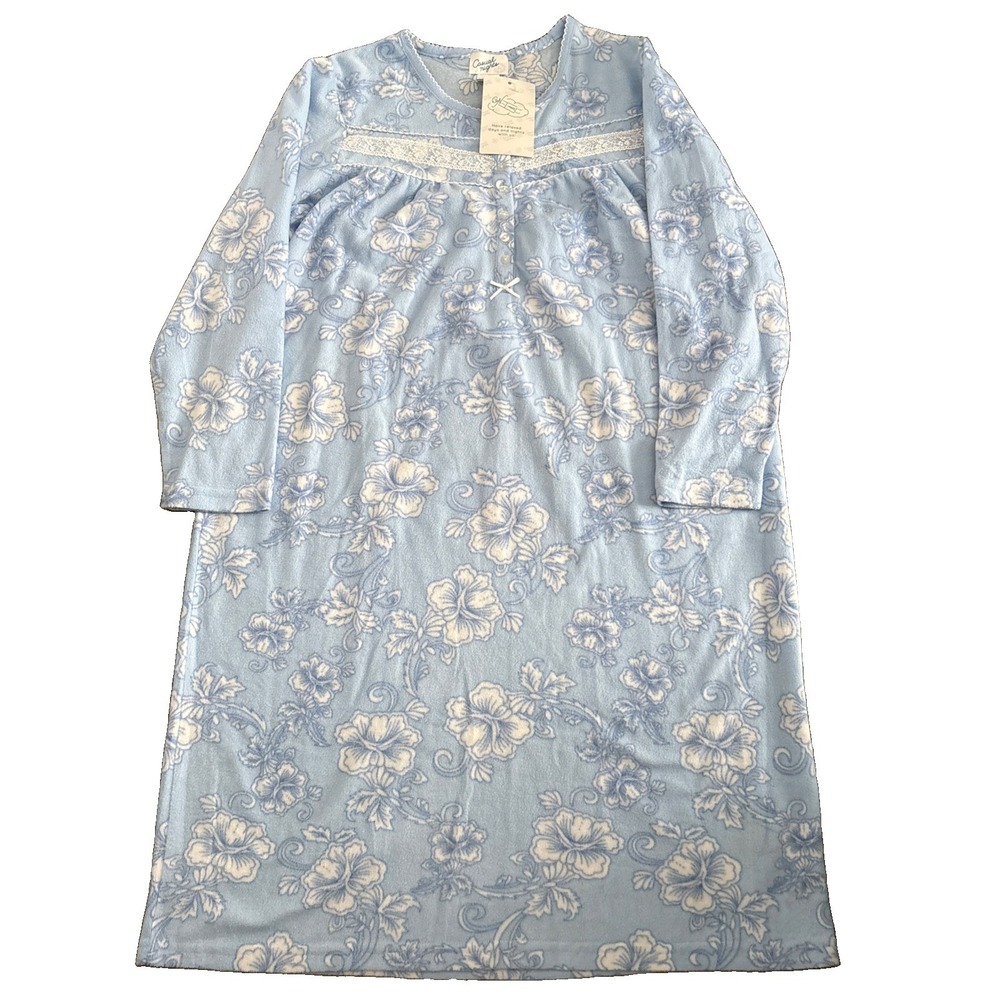 "Casual Night" Nightgown Blue Floral Sz Small Super Soft & Cozy! New